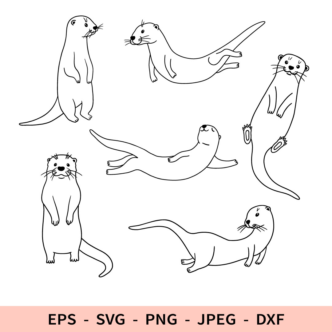 Cute Otter Svg Dxf File for Cricut Animal Outline Png Cut Fi - Inspire ...