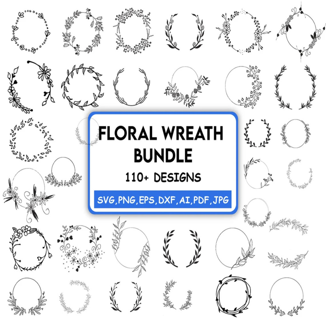 110+ FLORAL WREATH SVG Bundle Circle Frame Svg Botanical Fra | Inspire ...