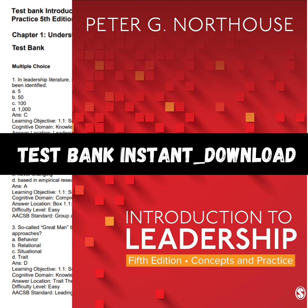 Test Bank for Introduction to Leadership Concepts and Practi | Inspire ...