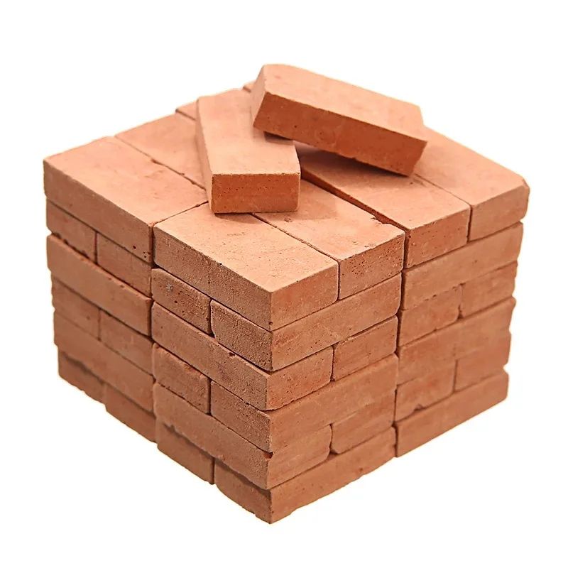 50pcs Mini Bricks for Fairy Garden Building Realistic Miniature Landscaping Figurine & DIY Fake Bricks Toy