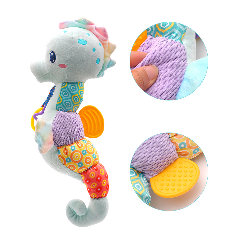 Musical Seahorse Baby Sensory Toy Soft Plush Rattle for Newborns & Infants