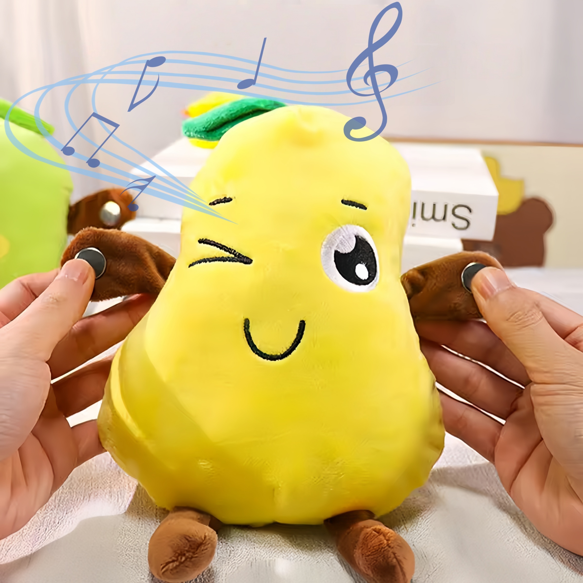 Interactive Musical Plush Piano Toy Touch-Sensitive Pear Doll for Kids & Family Fun