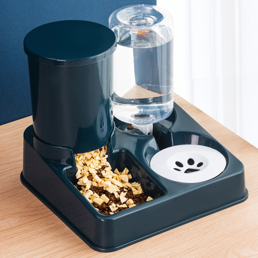Automatic Cat Feeder & Water Dispenser Set, 2-in-1 Tilted Gravity Pet Food and Water Bowl for Cat