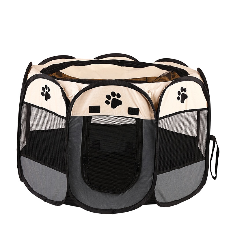 Large Dog Cages & Cat Fences, Foldable Pet Tent with Skylight Zipper – Portable Kennel for Outdoor Easy Operation