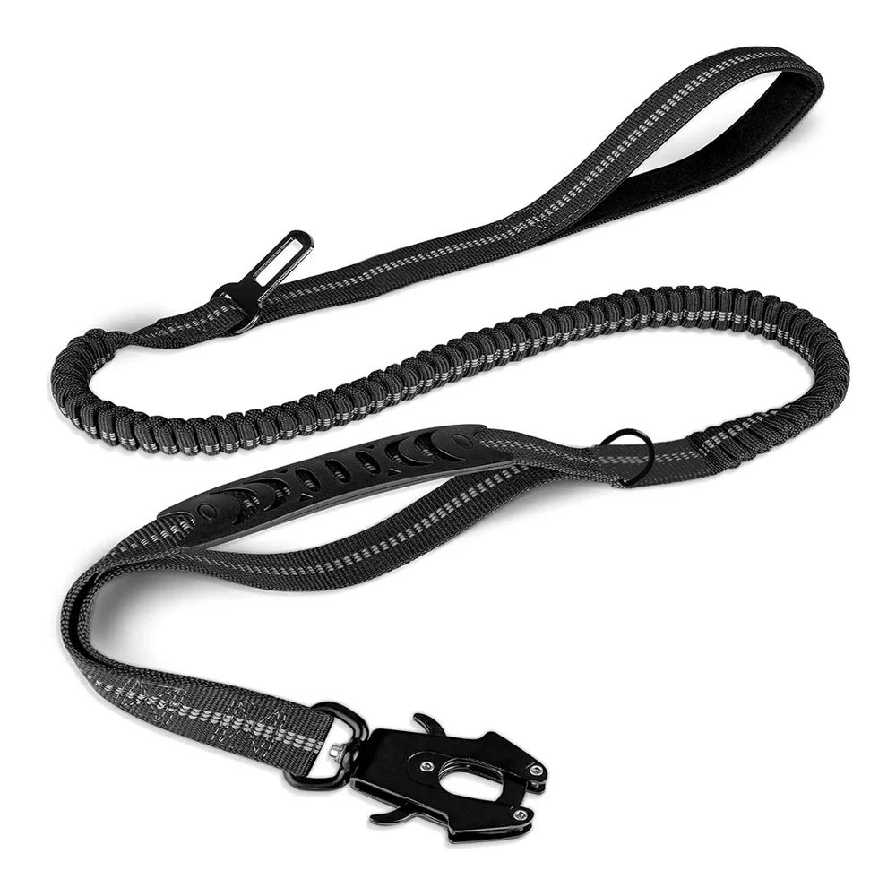 Tactical No-Pull Dog Leash – Reflective, Shock Absorbing & Heavy Duty Pet Leash with Car Seatbelt Safety