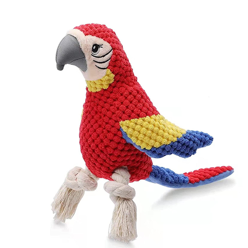 Indestructible Plush Parrot Toy for Dogs Squeaky, Durable Pet Supplies for Small & Big Dogs