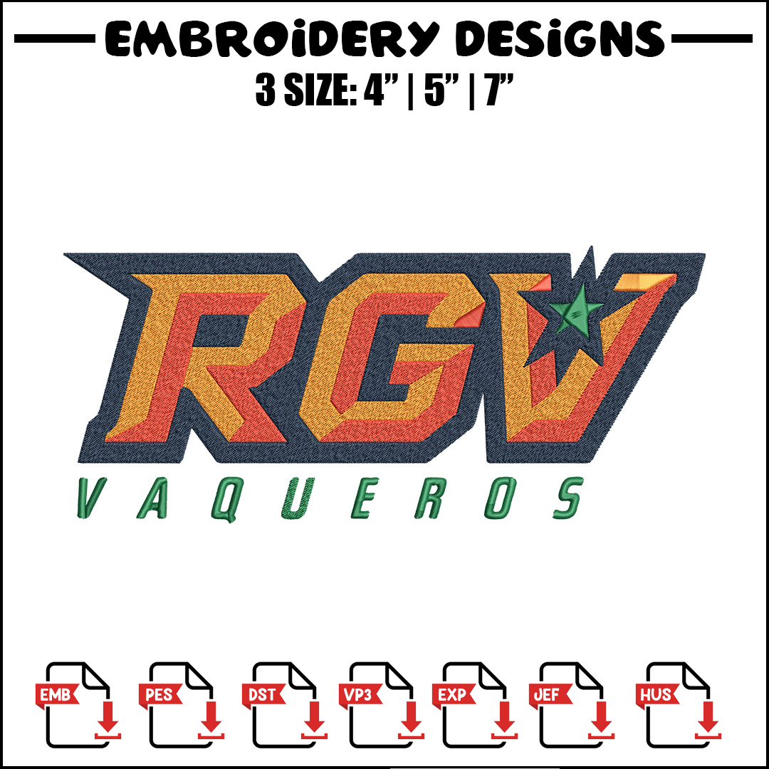 UTRGV Vaqueros logo embroidery design, NCAA embroidery, Spor | Inspire ...