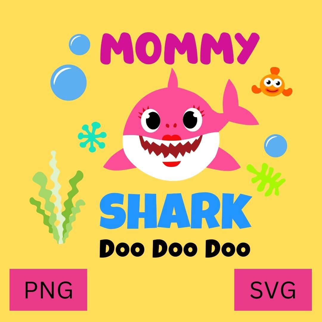 Mommy Shark Png, Shark Family Png, Ocean Life Png, Cute Fish Inspire