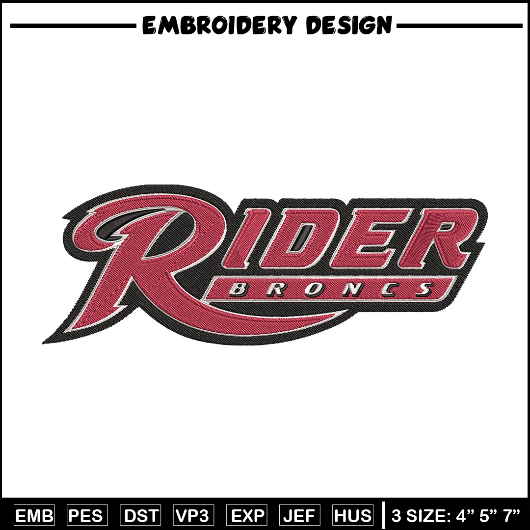Rider University logo embroidery design, NCAA embroidery, Em | Inspire ...