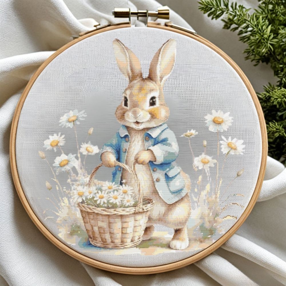 Cross Stitch Pattern Bunny,Simple Bunny Decor,Bunny hoop art | Inspire ...