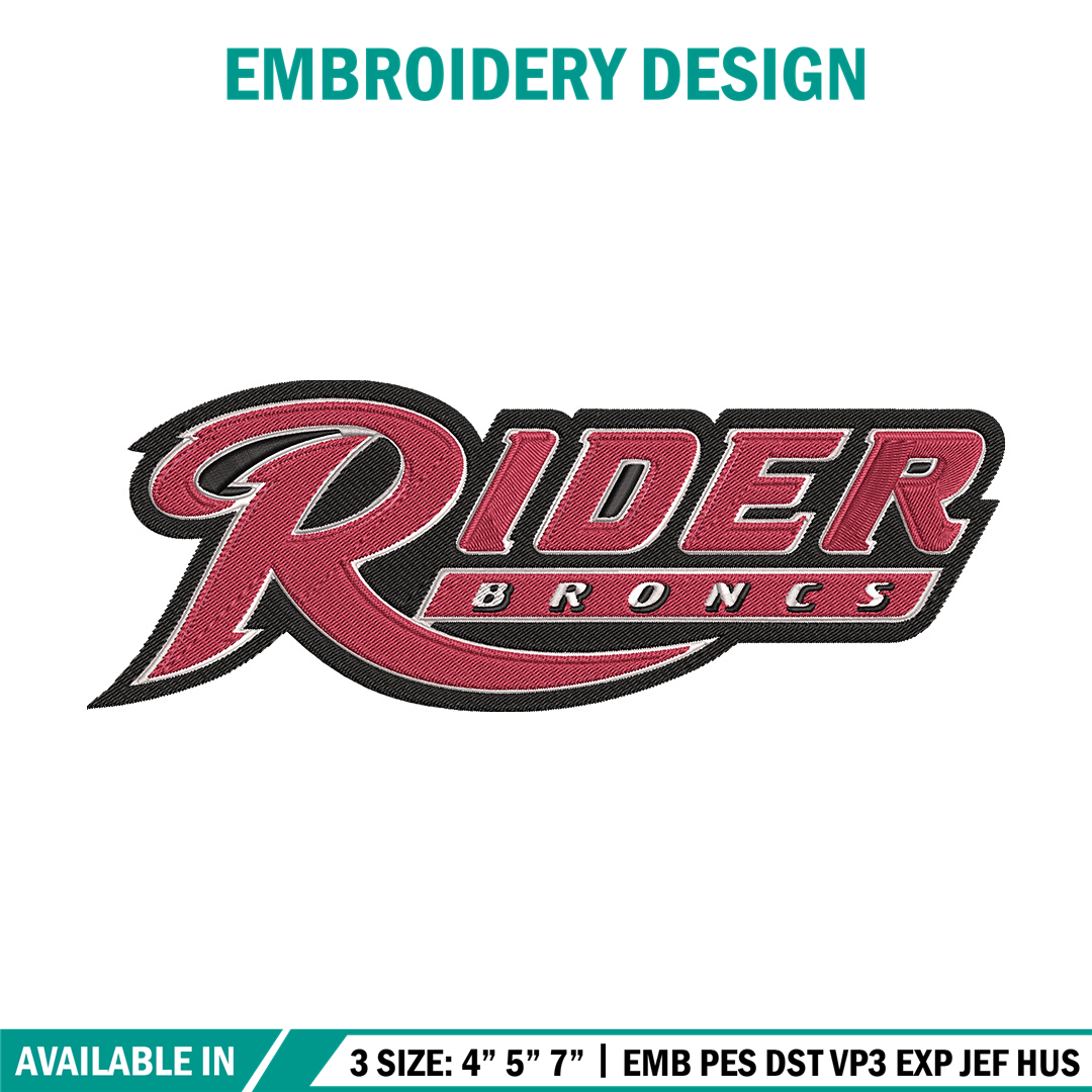 Rider University logo embroidery design, NCAA embroidery, Em | Inspire ...