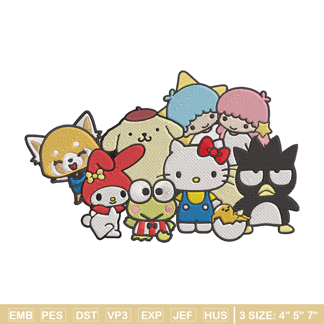 Hello Kitty friends Embroidery Design, Hello kitty Embroider | Inspire ...
