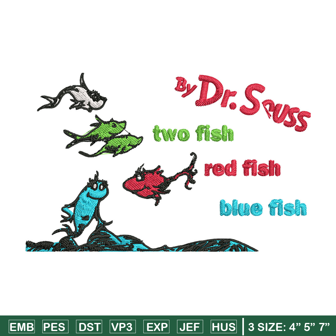 One fish two fish, blue fish red fish Embroidery Design, Dr | Inspire ...
