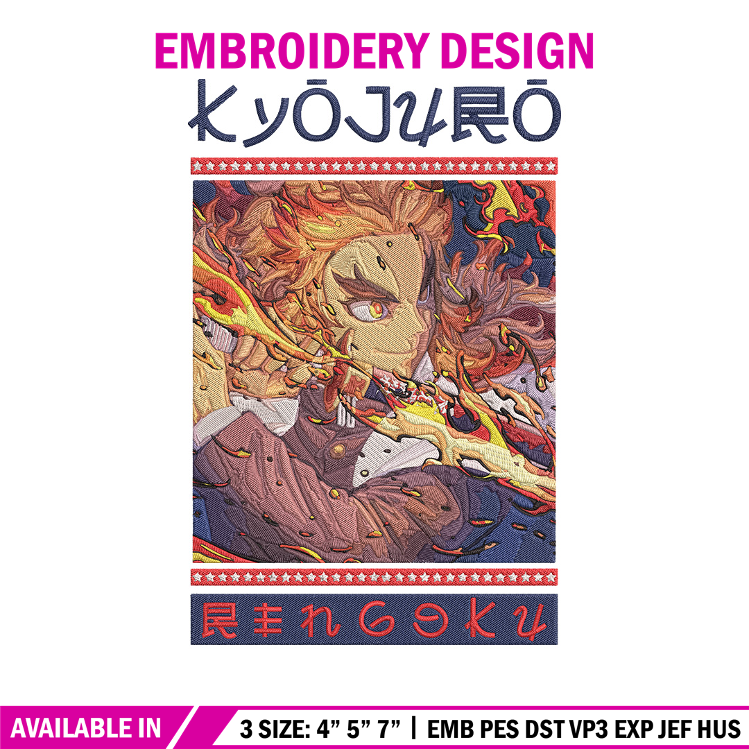 Rengoku Embroidery Design, Demon slayer Embroidery, Embroide - Inspire ...