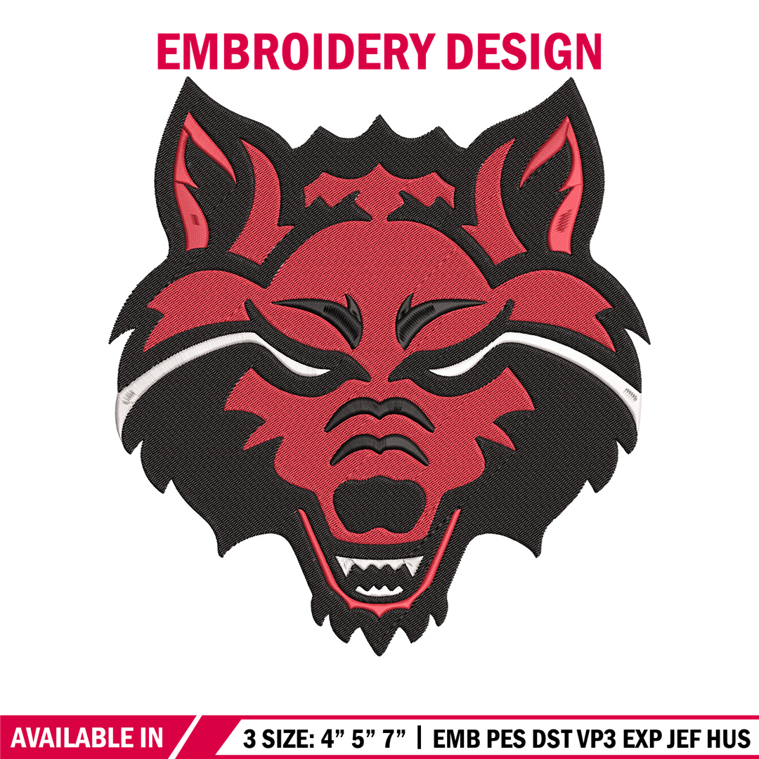 Red Wolves logo embroidery design, NCAA embroidery,Sport emb | Inspire ...