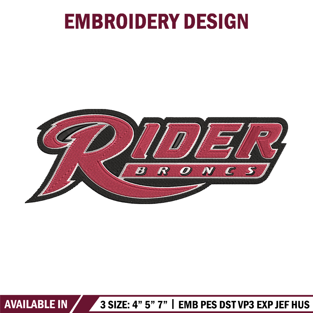 Rider University logo embroidery design, NCAA embroidery, Em | Inspire ...