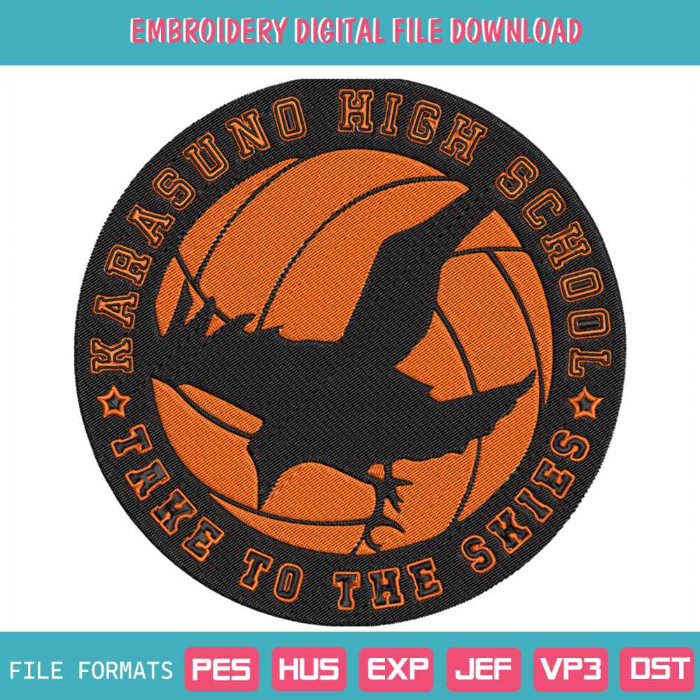Karasuno High School Logo Embroidery Designs File Inspire Uplift