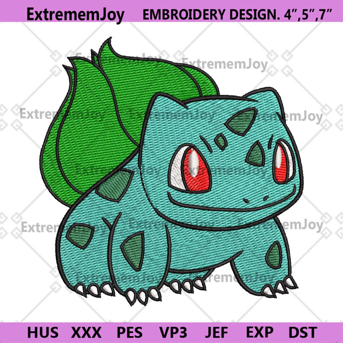 Bulbasaur Pokemon Embroidery File Fushigidane Anime Machine - Inspire ...