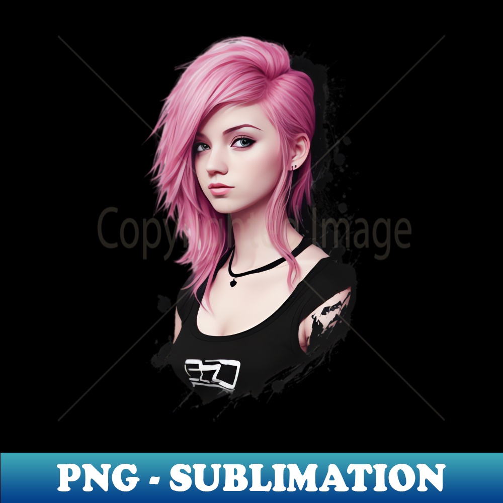 Beautiful pink hair style girl - PNG Transparent Digital Dow | Inspire ...