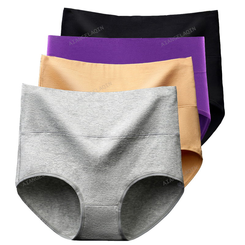 High Waist Cotton Panties for Women, Plus Size Breathable Underwear with Body Slimming & Abdominal Support