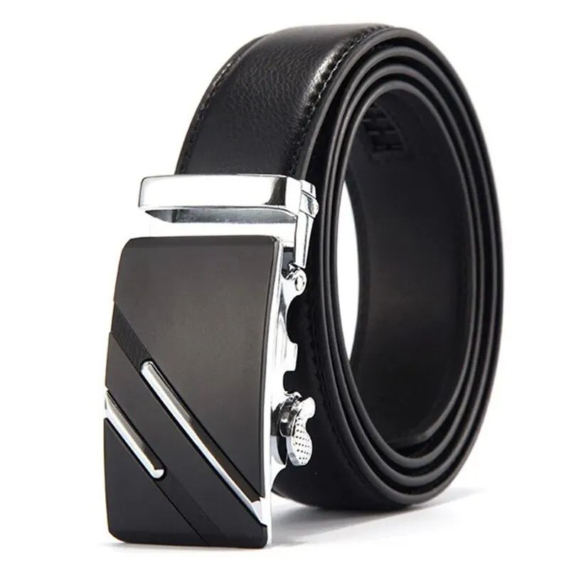 Luxury Belt for Men, High-Quality PU Leather Glossy Belt with Lychee Pattern, Unisex Dress & Casual Wear