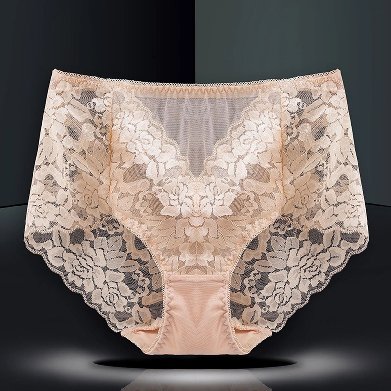 Women's Plus Size Seamless Lace Panties, High Waist, Comfortable & Sexy Briefs