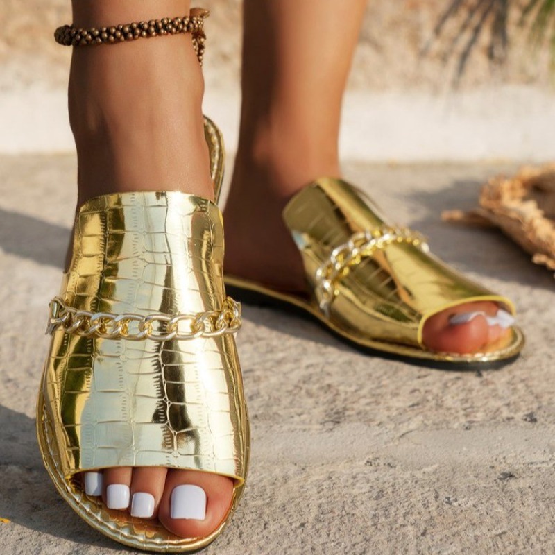 Summer and Autumn Open-toed Flip-flops Flat Wedge Sandals for Women, Breathable Beach Flip Flops, Casual Shoes for Women