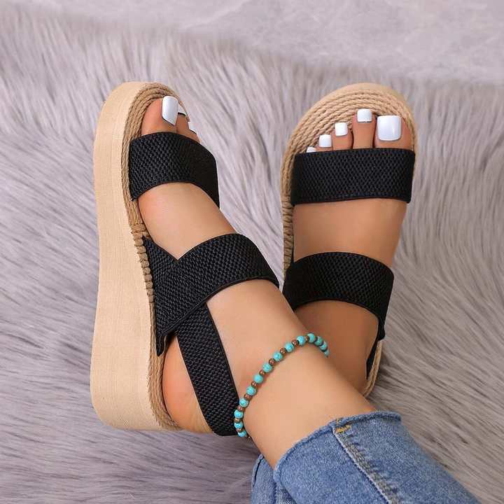 Women's Platform Casual Sandals Thick Soled Open Toe Wedge Sandals, Ankle Strap Slingback Sandals, Eco Hemp Footwear