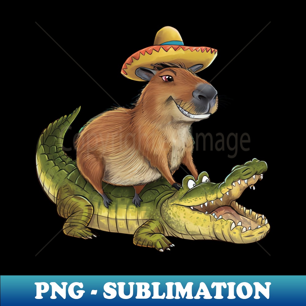 Funny Capybara Riding On a Crocodile - Elegant Sublimation P | Inspire ...