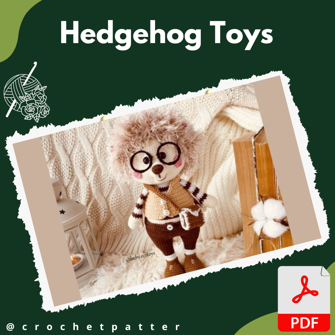 Handmade Crochet Hedgehog Toy in Orange Jumpsuit main image 0