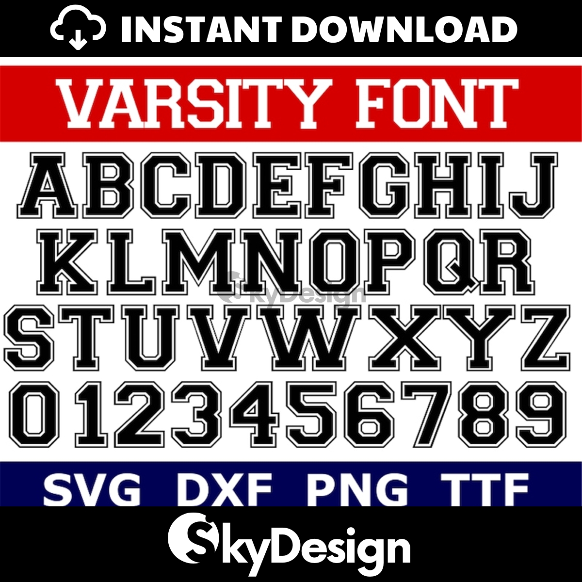 Varsity Font SVG TTF Alphabet, Sports Font, School Font, Di | Inspire ...