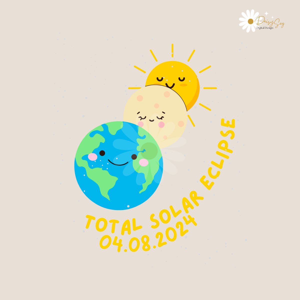 Total Solar Eclipse 2024 Cute Sun And Moon SVG - Inspire Uplift