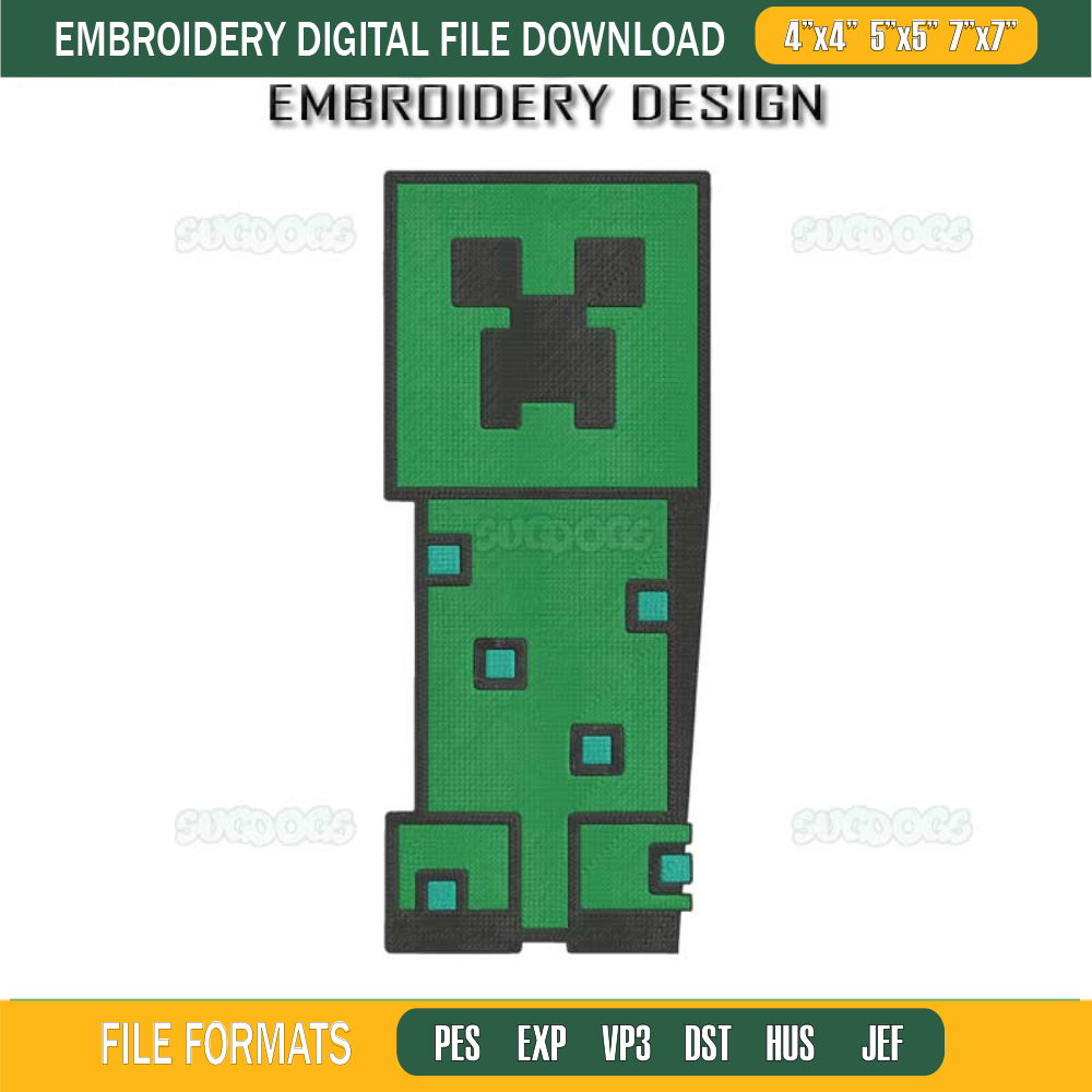 Minecraft Embroidery Pattern Minecraft Embroidery Design File, Minecraft Creeper And Logo | Inspire ...