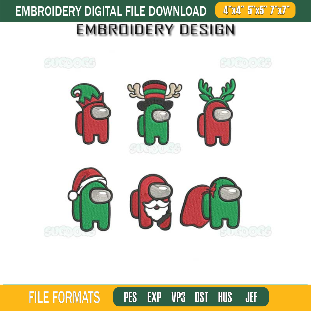 Among Us Christmas Embroidery Design File, Among Us Santa Em | Inspire ...