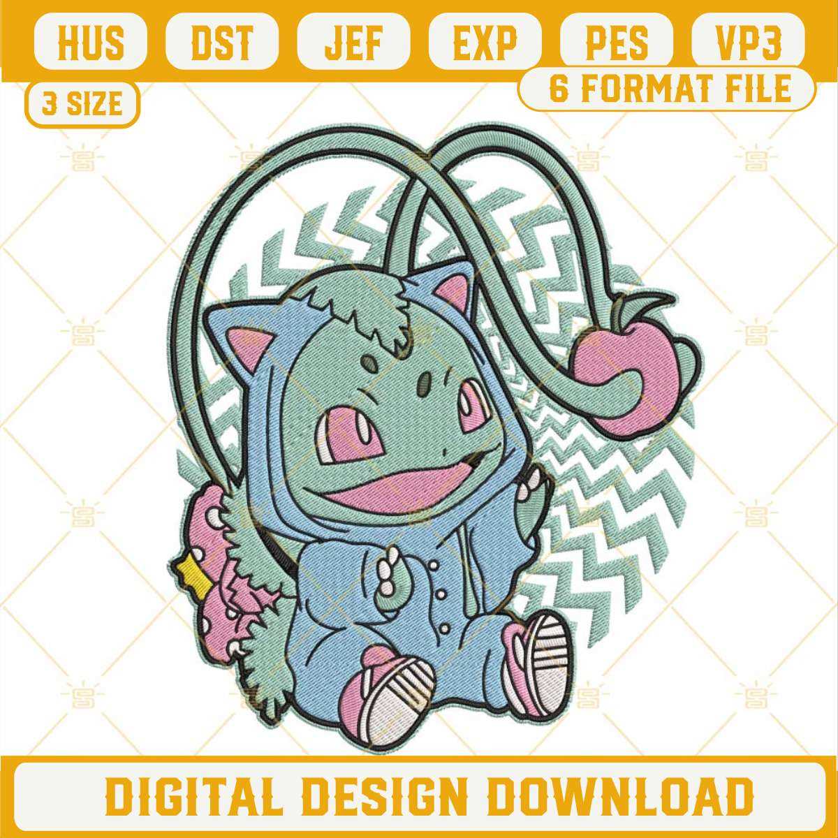 Bulbasaur Embroidery File, Pokemon Embroidery Design.jpg | Inspire Uplift