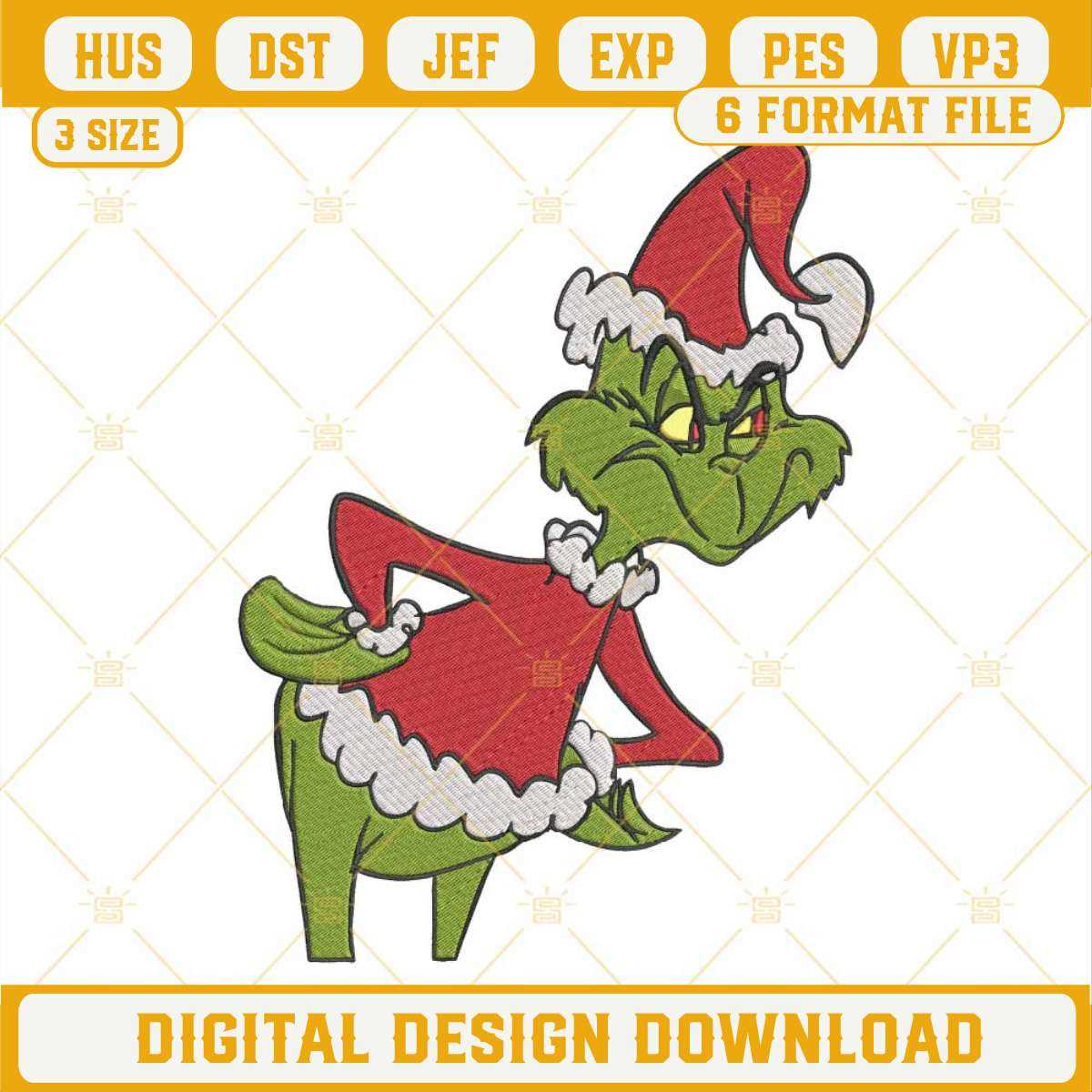 Grinch Christmas Machine Embroidery Design File.jpg | Inspire Uplift
