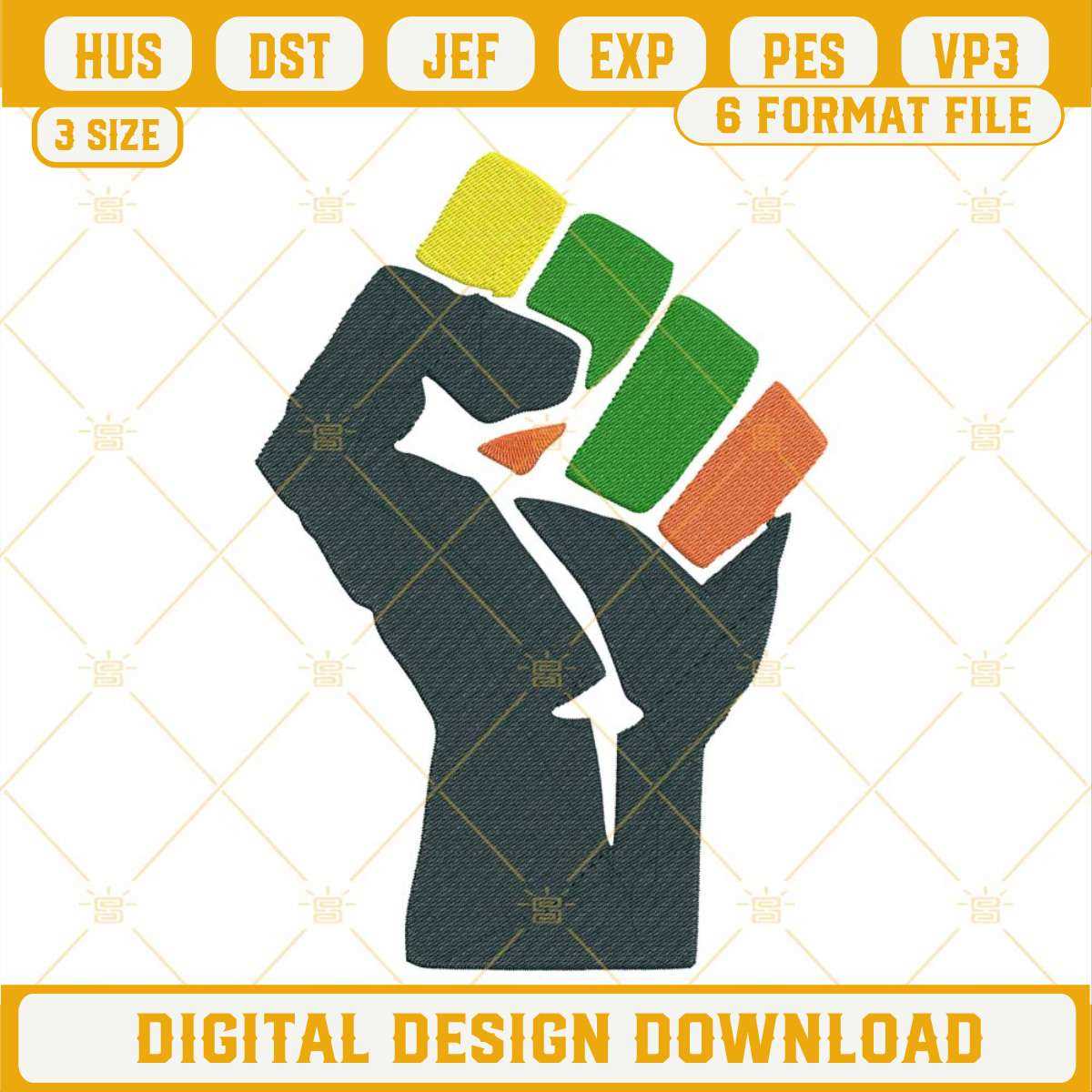 Raised Fist Hand Embroidery Designs, Black History Month Emb | Inspire ...