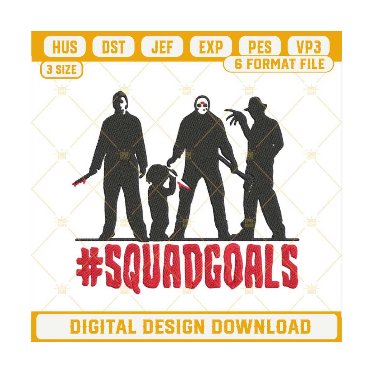 Horror Movie Squad Goals Machine Embroidery Designs, Hallowe - Inspire ...