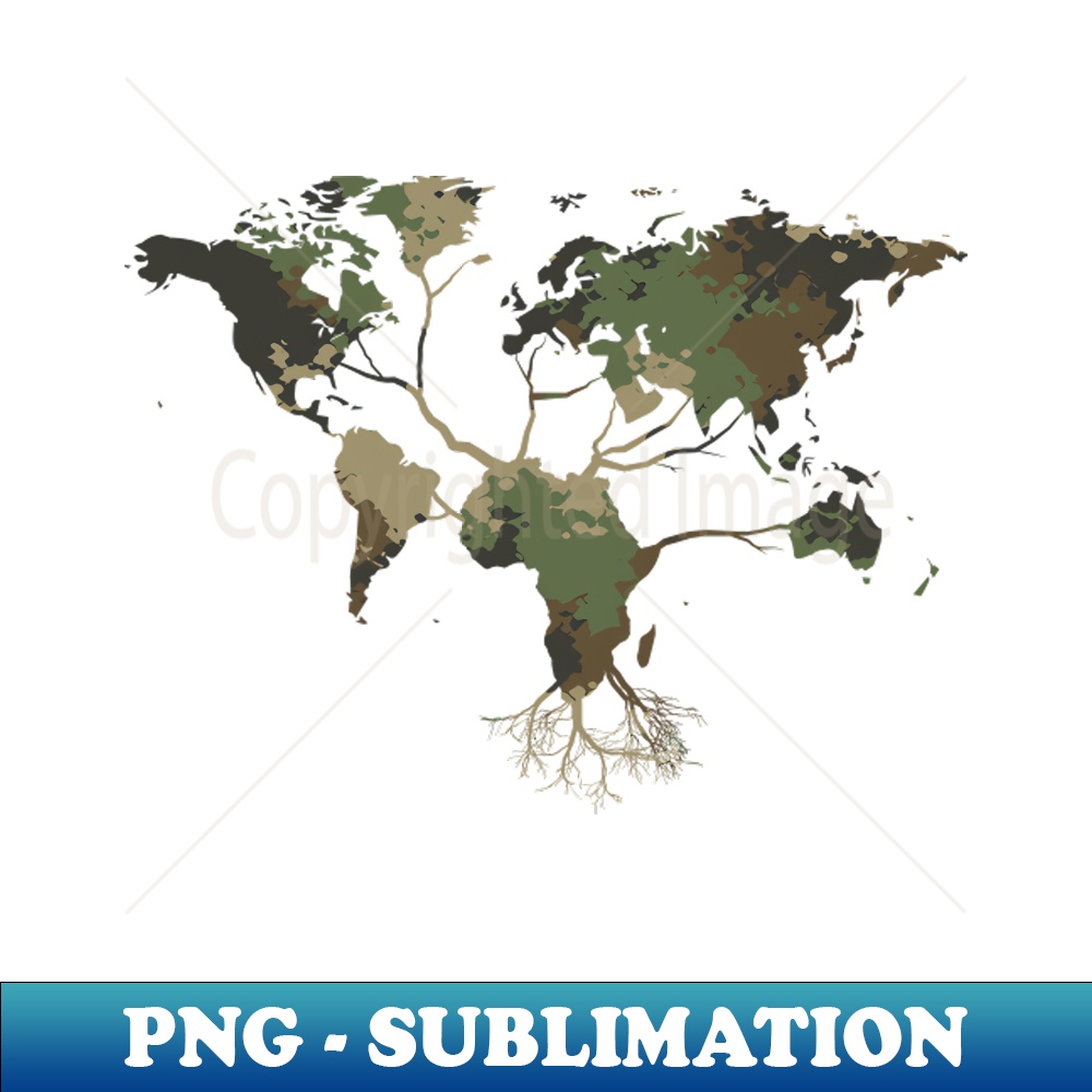 World Map Tree Africa Map Root Earth Day Camo Pattern E Inspire Uplift