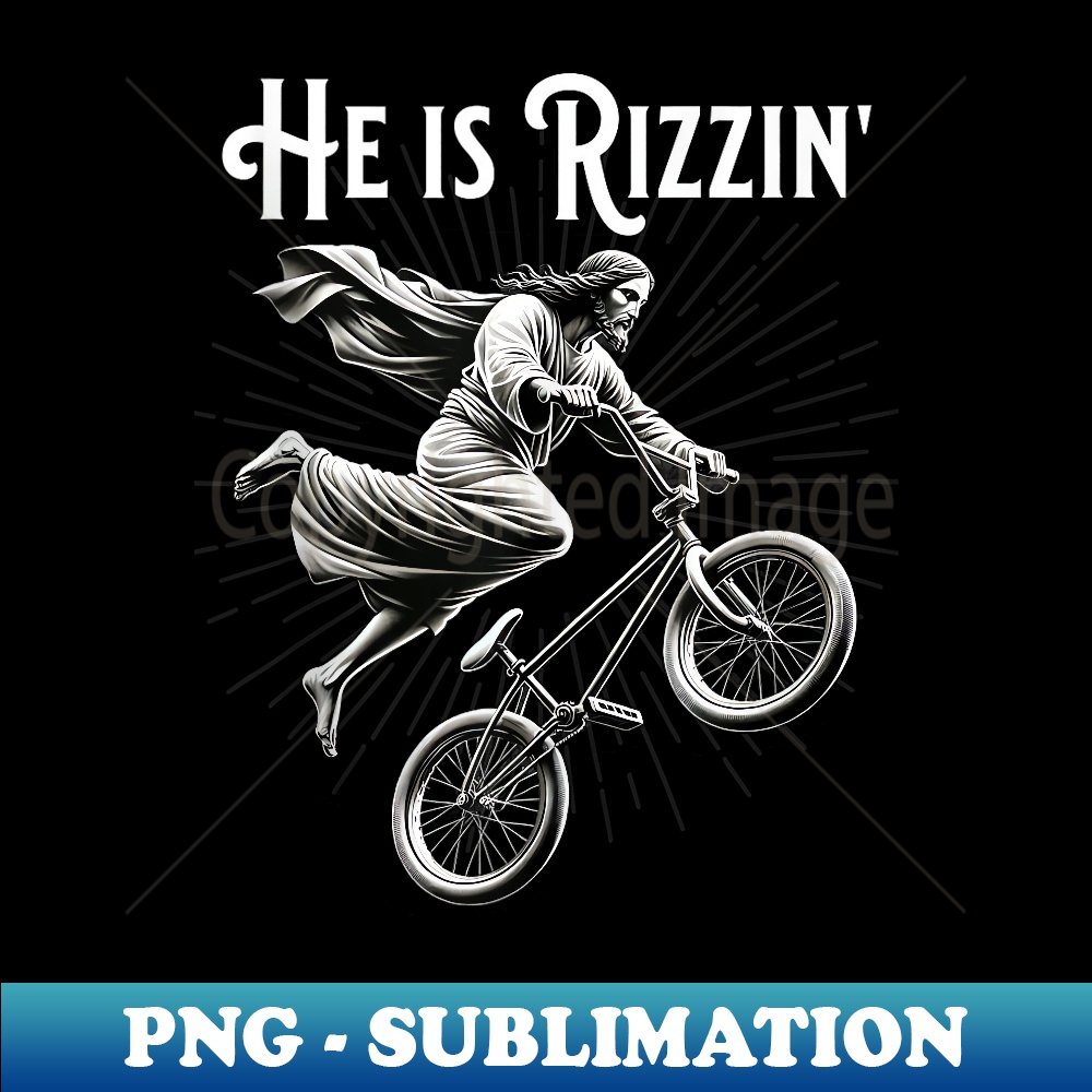 Jesus Rizzler Rizzler Getting Air Funny Rizz He is Rizzin Jesus BMX - High | Inspire ...