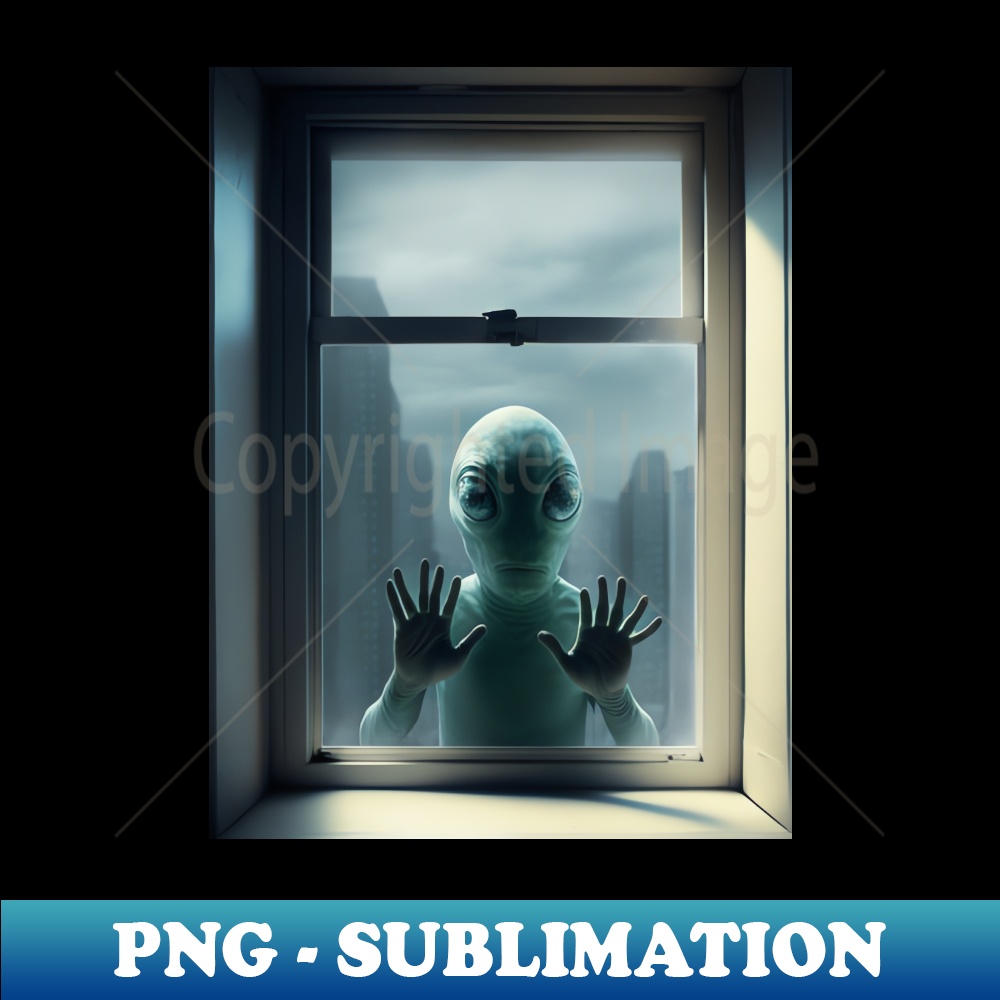 Alien looking in my Window - Instant Sublimation Digital Dow | Inspire ...