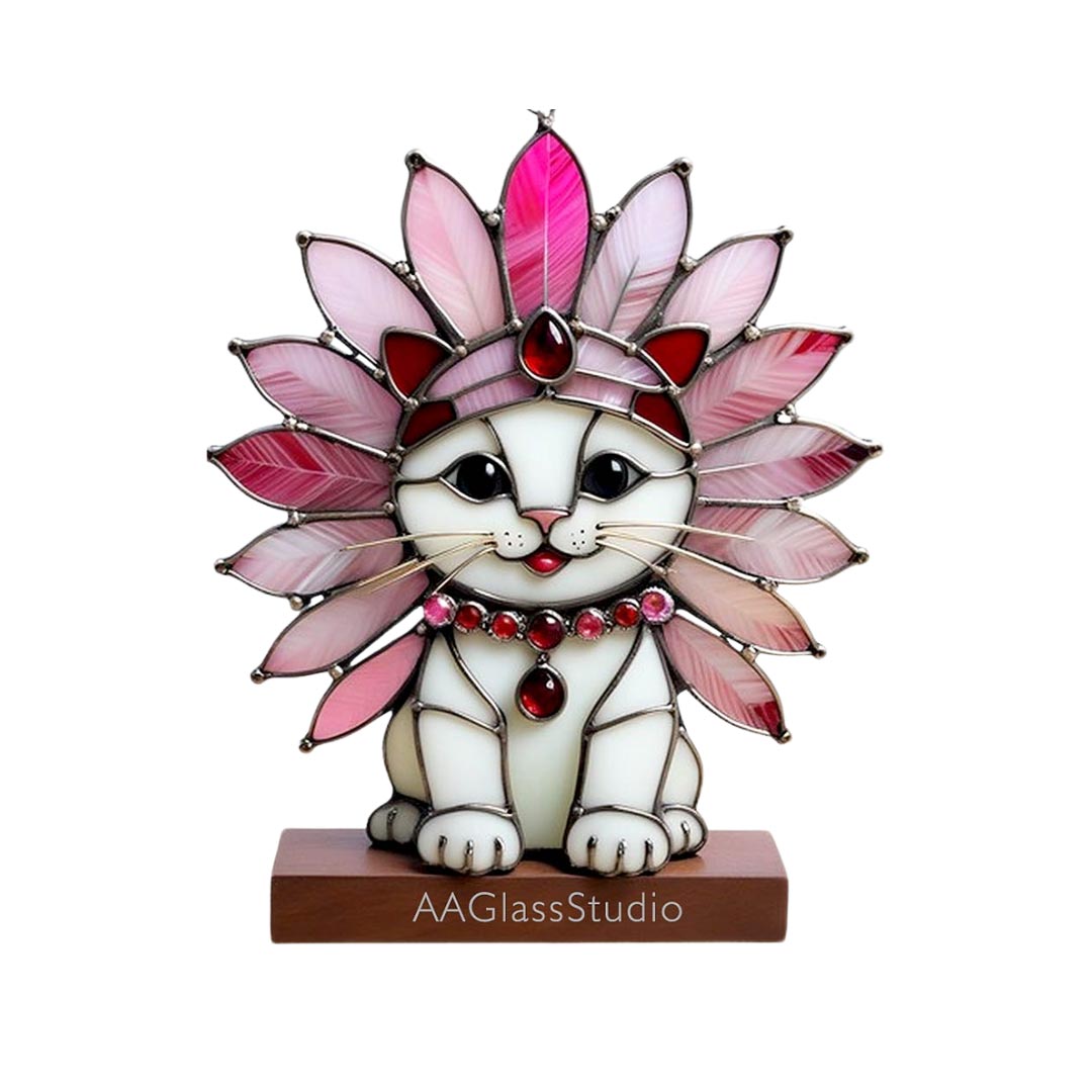 Stained glass cat patterns table decor inspire uplift