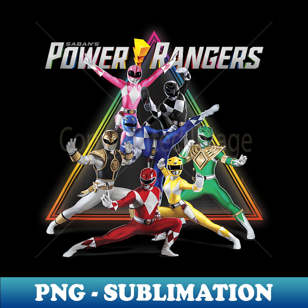 Power Rangers Rainbow Pyramid Retro Action Portrait - Instan | Inspire ...