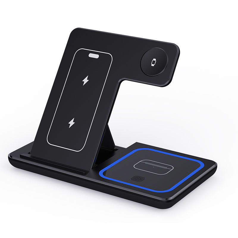 Foldable 3 In 1 Wireless Charger Pad Stand, Fast Charging Dock Station for iPhone & Apple Watch