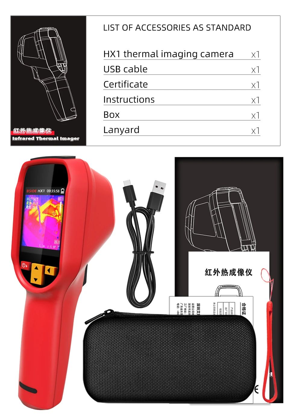 Handheld Thermal Imager, Industrial Infrared Camera, 15 Color Modes, Ideal for PCB, Pipeline & Fire Safety inspection