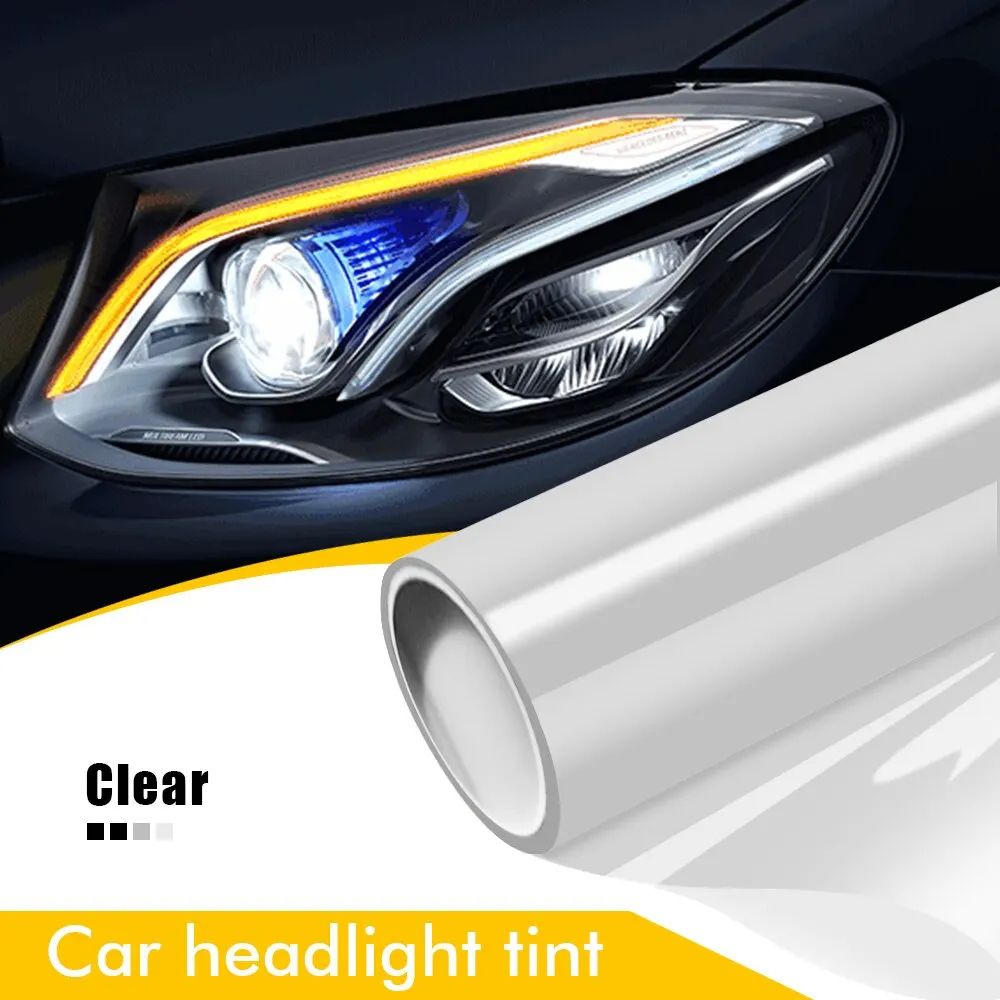 Car Headlight Tint Film, Smoke Black PVC Vinyl Wrap for Fog Lights, Taillights, Waterproof Car Sticker Accessory