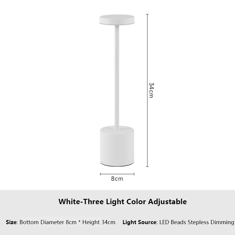 Simple Touch Sensor LED Table Lamp Rechargeable Desk Lamp, Adjustable Brightness, Ambient Bedside Light for Bedroom, Bar