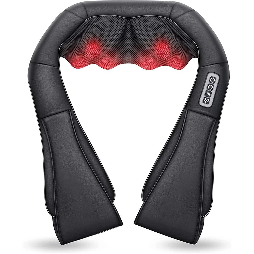Deep Kneading Shiatsu Neck and Shoulder Massager, Heated Back Pillow for Full Body Pain Relief, Electric U Shape Massage