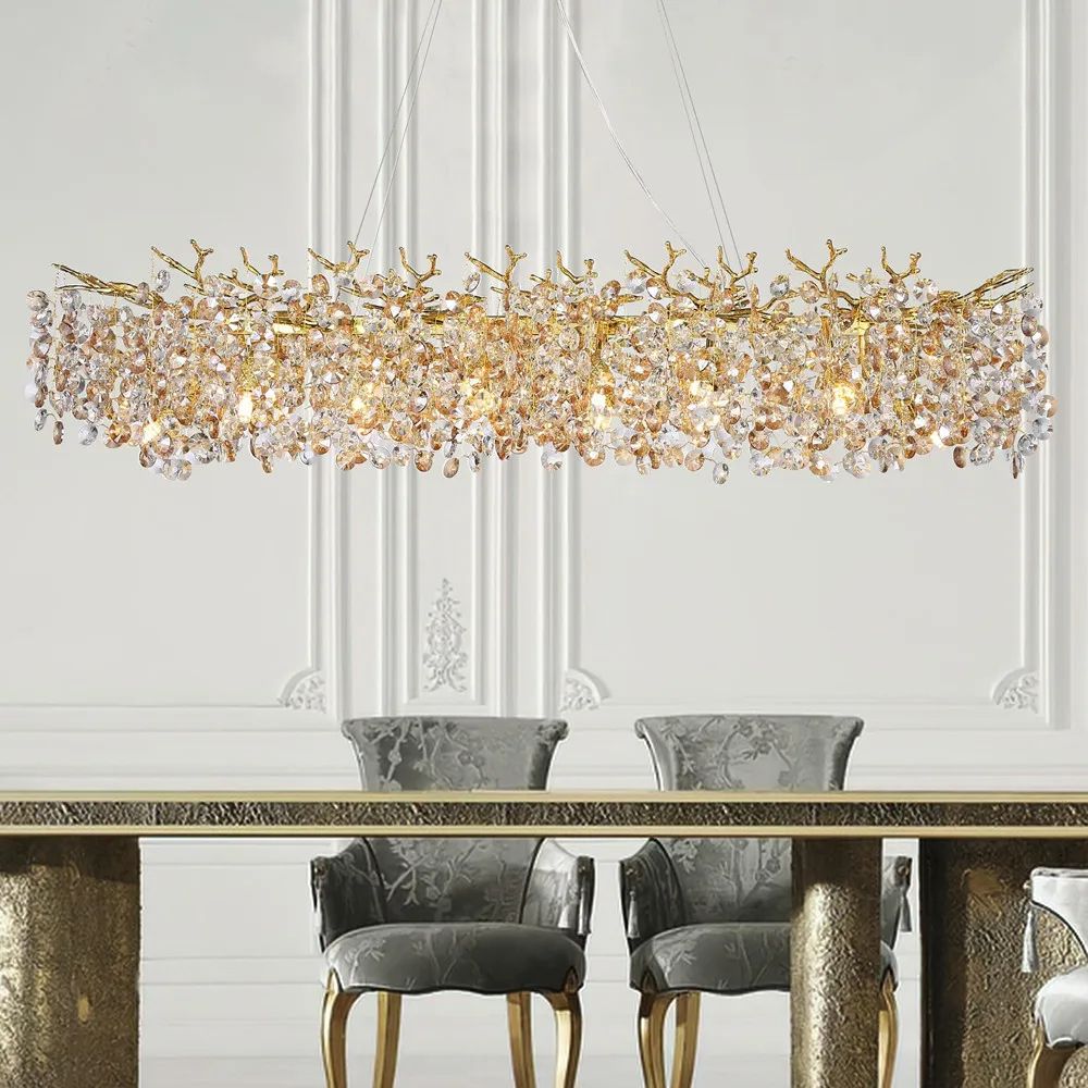 Modern Rectangle Crystal Chandelier – Nordic Gold Pendant Li | Inspire ...