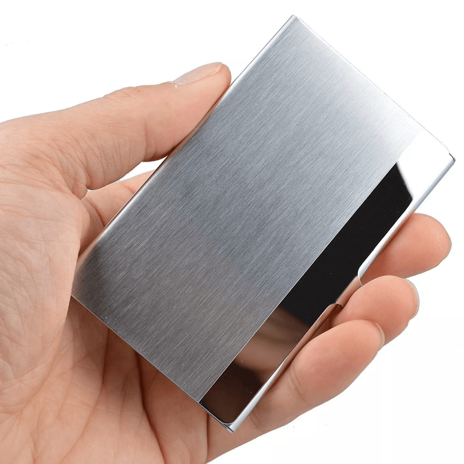 Stainless Steel Business Card Holder Case, Metal Pocket Wallet for ID, Credit, Debit Cards, Slim, Li